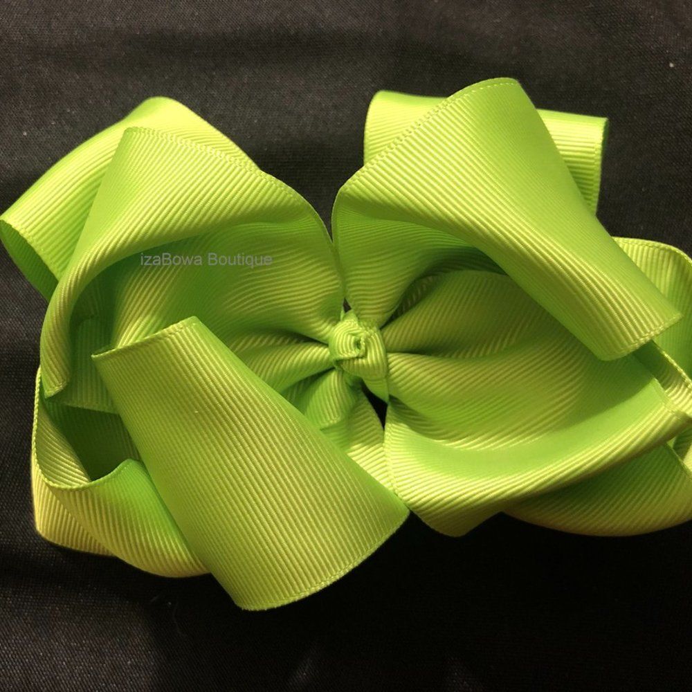 Apple Green 6" Double Stacked Boutique Bows  -kids-  (2)  5B1842  Handmade NWT